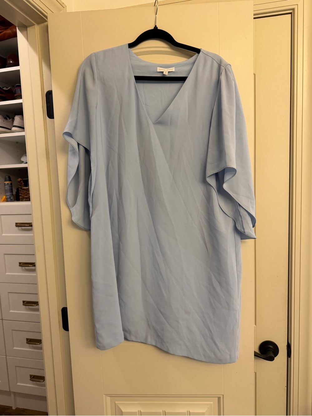 ANNA KAY Light Blue V-Neck Flutter Sleeve Dress